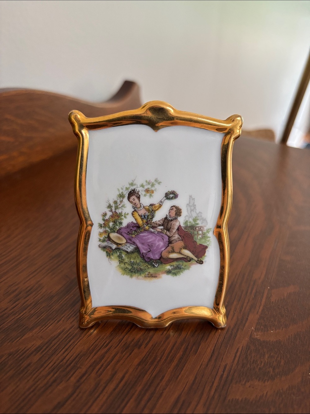 Gold Trim Porcelain Picture Frame LIMOGES courting scene